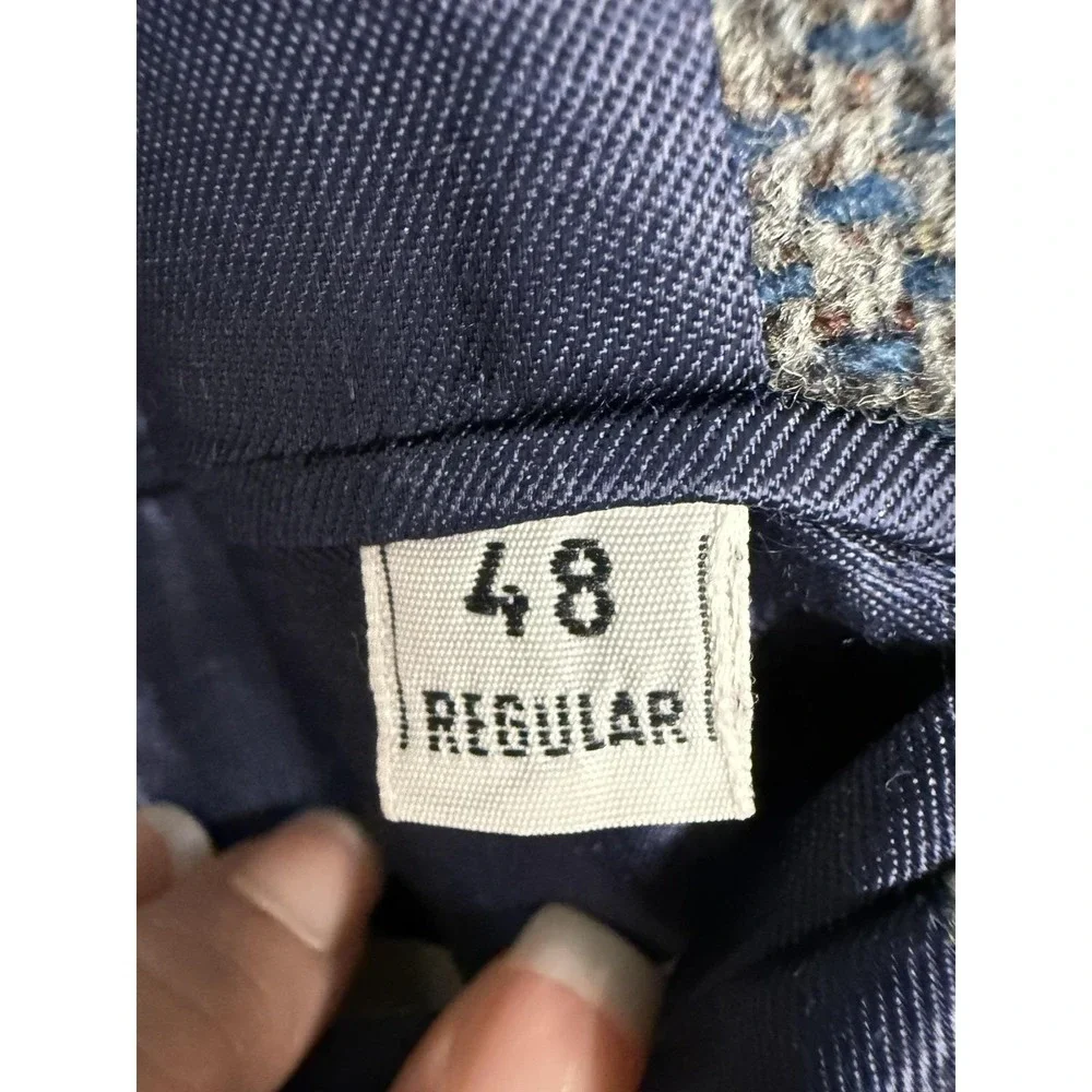 Vintage Savile Row Blazer Mens 48 Gray Wool Herringbone‎ Tweed Sport Coat